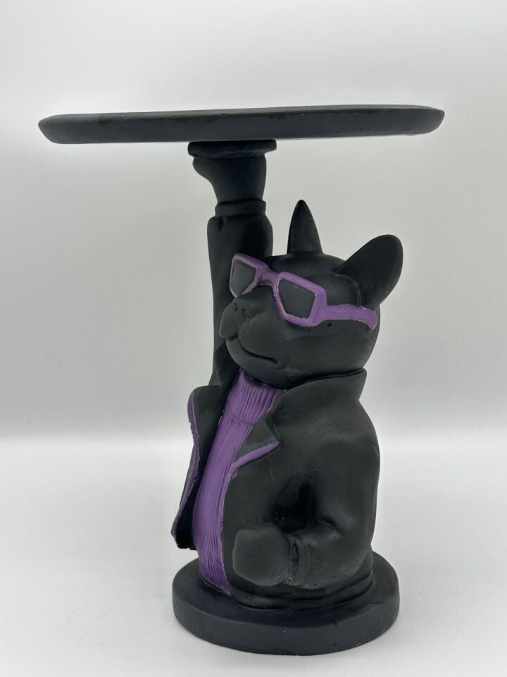 Bulldog Tepsi Tutan Köpek Sunumluk