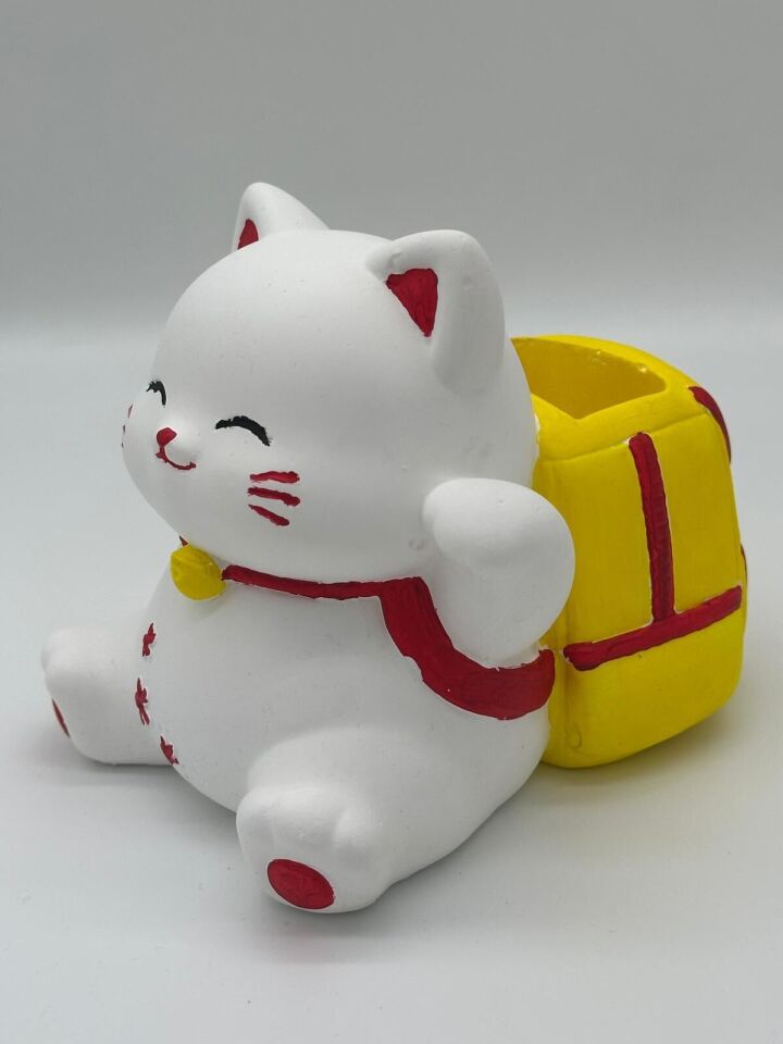 Çantalı Kedi Kalemlik Kırmızı