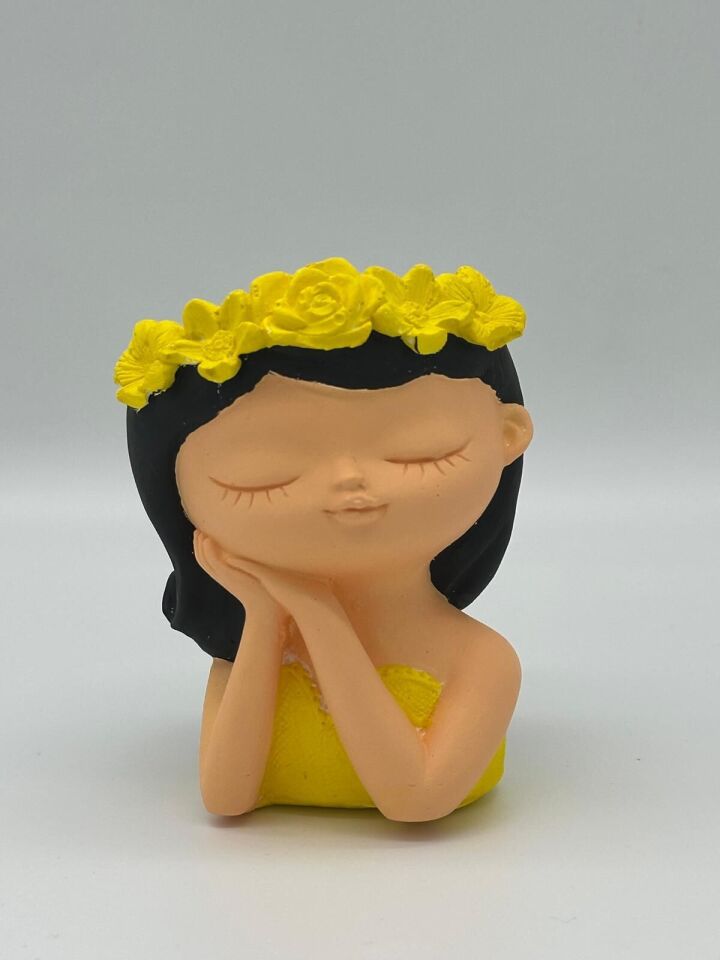 Çiçek Taçlı Kız Sukulent Sarı