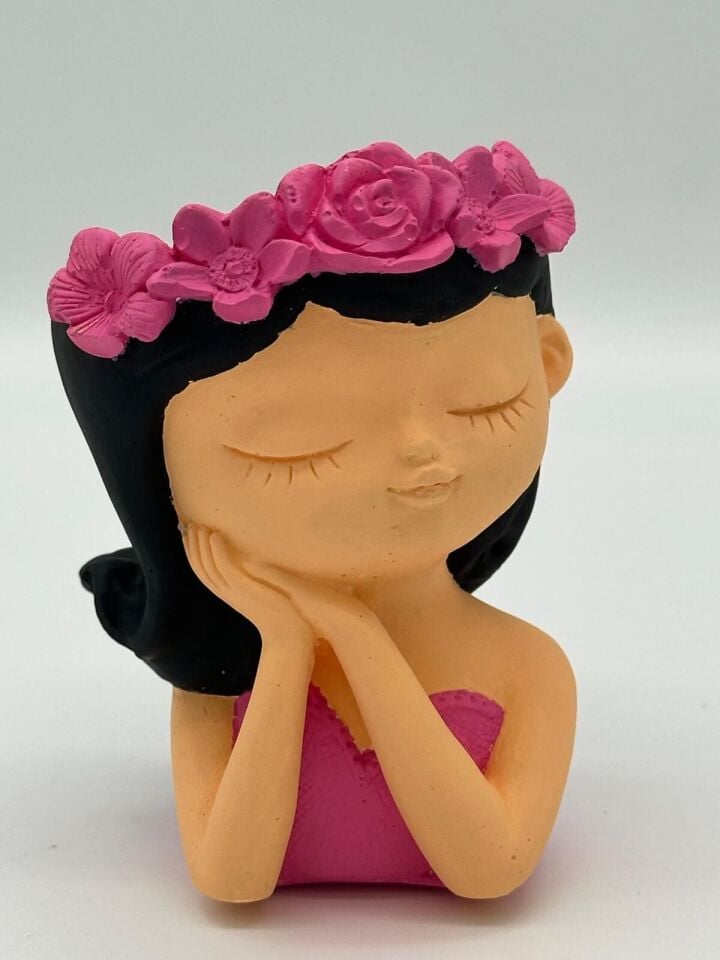 Çiçek Taçlı Kız Sukulent Pembe