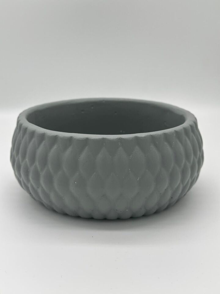 Derin Desenli Saksı Gri