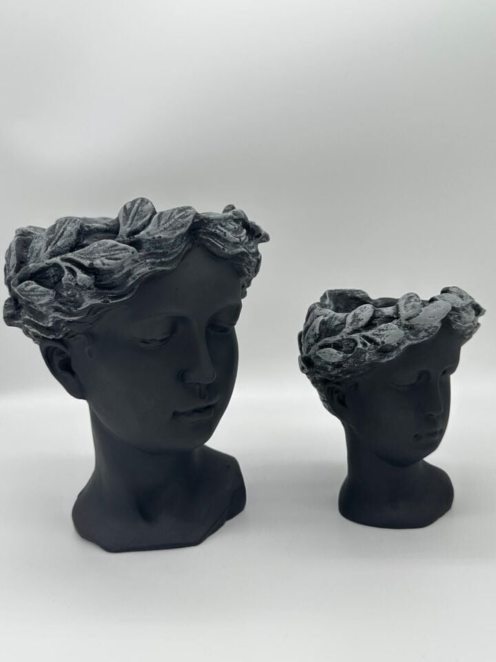 Helen Saksı Büst Büyük ve Küçük Siyah