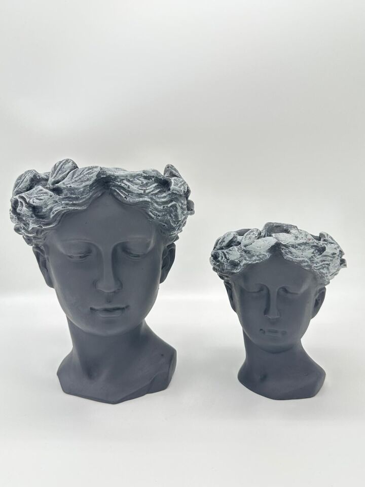 Helen Saksı Büst Büyük ve Küçük Siyah