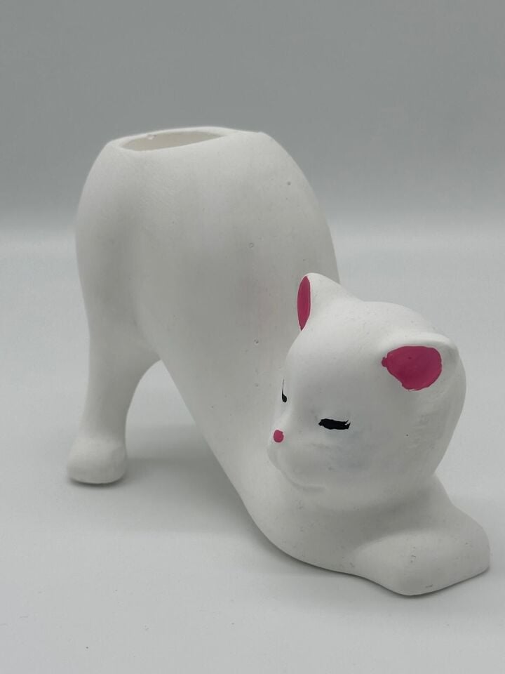 Kedi Vazo-Mumluk Beyaz