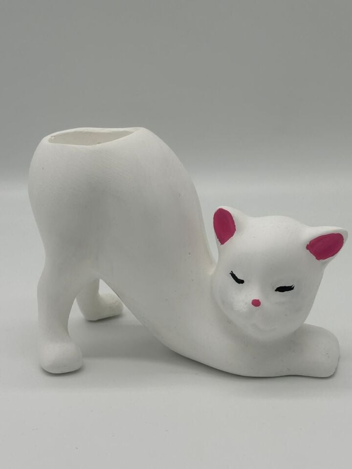 Kedi Vazo-Mumluk Beyaz