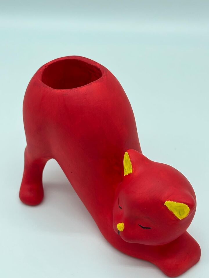 Kedi Vazo-Mumluk Kırmızı