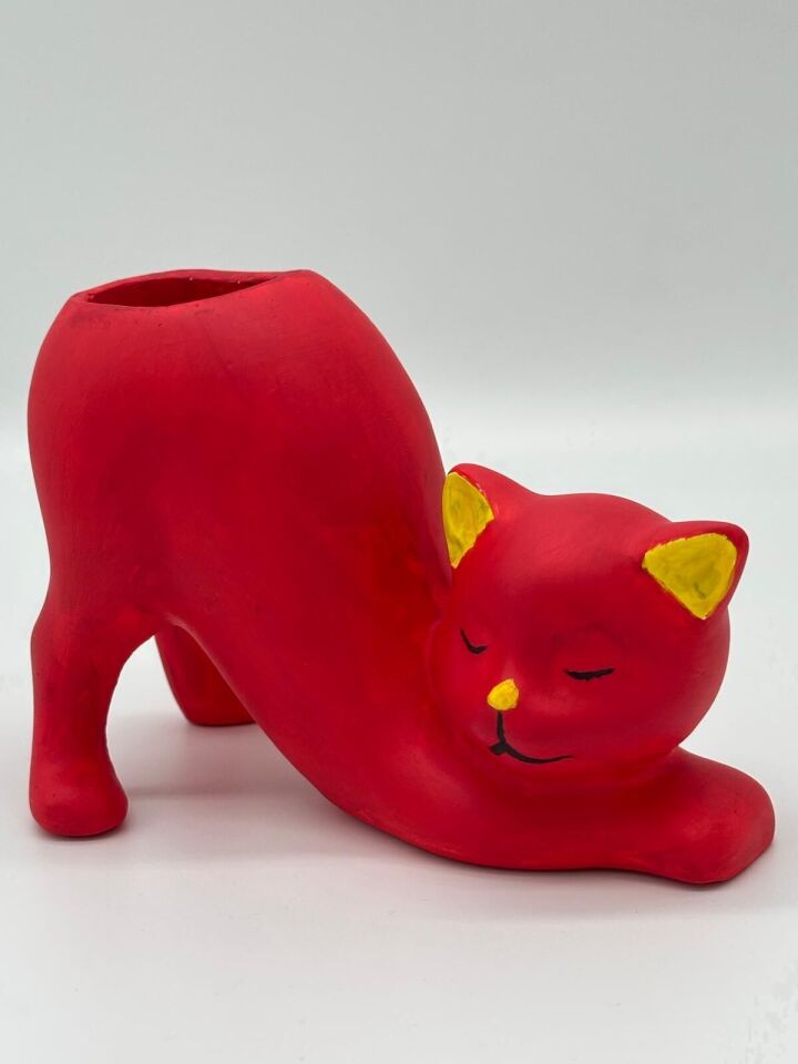 Kedi Vazo-Mumluk Kırmızı