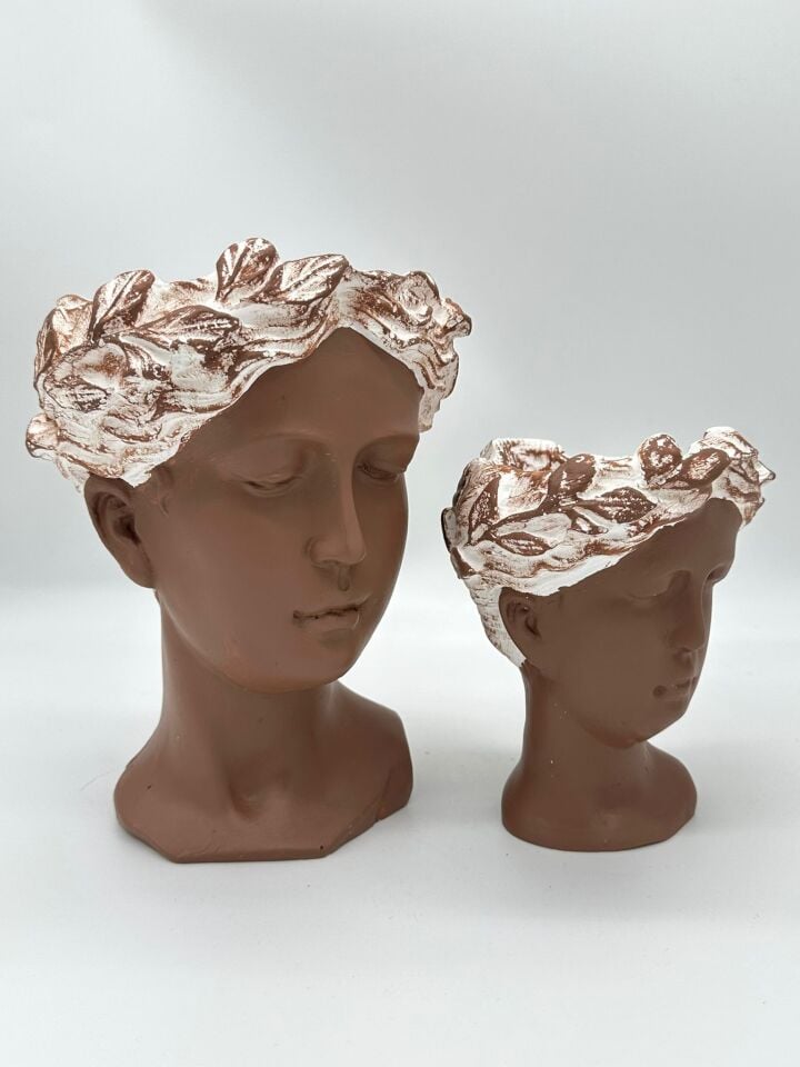 Helen Saksı Büst Büyük ve Küçük Kahverengi